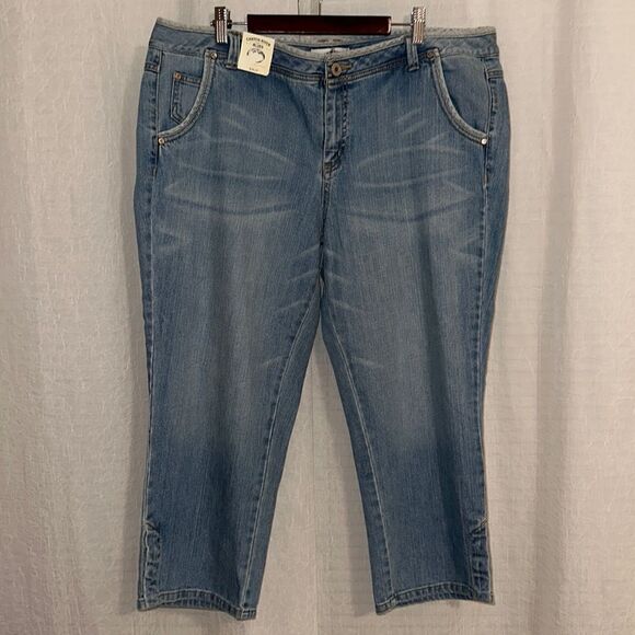 Canyon River Blues 16 Arles Crop Capri Light Wash Denim Side Snap - Picture 1 of 14